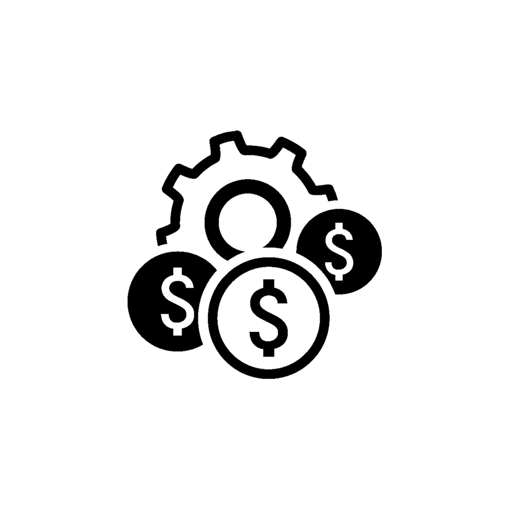 icon of a gear with dollar signs